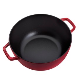 Staub Cast Iron Essential French Oven, Dutch Oven, 5-quart, serves 5-6, Made in France - Cherry