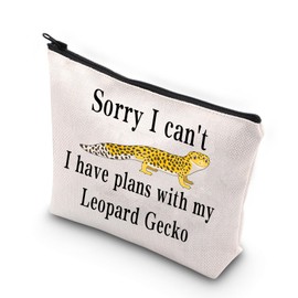 VAMSII Gecko Lovers Makeup Bag Sorry I can't I have plans with my Leopard Gecko Lover Cosmetic Bag（Leopard Gecko）