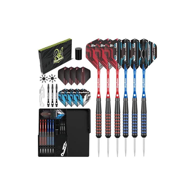 Steel Tip Darts Set, 6 Pack Metal Tip Darts with