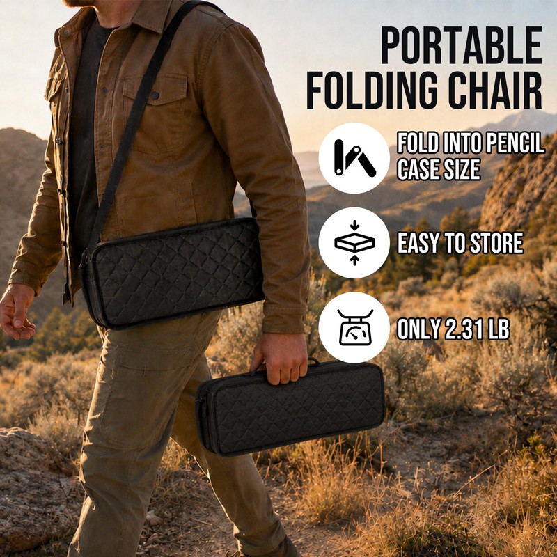Upgrade Load-bear 267lb Foldable Backpack Stool with Pocket Portable Chair