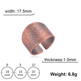 Seal of the 7 Archangels Ring Metatron Cube Rings Seal of Lilith Biblical Symbol Talisman Amulet Rings Geometry Copper Open Ring Lucky Charm Protection Religious Jewellery for Men Women, Copper, No