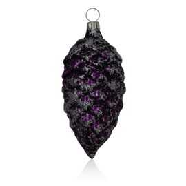 Lauschaer Glas Christmas Tree Decorations Pine Cones Matte Purple with Decoration Pack of 4 Christmas Tree Decorations Mouth-Blown Hand Decorated