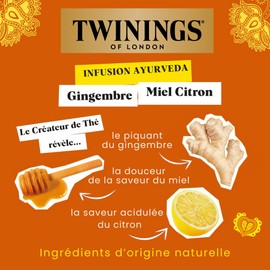 Twinings - Ayurveda Infusion Ginger, Honey, Lemon - 20 Bags - Invigorating and Honey - Enjoy Hot or Cold