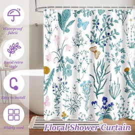 Shower Curtain Polyester Shower Curtains Hotel Bathroom Shower Curtain Washable Waterproof Shower Curtain Mould Proof Resistant Bathroom Curtains with 12 Hooks for Bathroom Wet Room Tub (Blue)