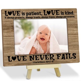 Love is Patient, Love is Kind 1 Corinthians 13:4-8 Wood Picture Frames for Home Christian Room Decor Bible Verse Gifts for Christian Women Wood Photo Frames with Stand for Tabletop Display - YT43