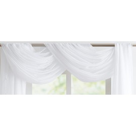 Warm Home Designs Double Window Scarves Bundle. Each Window Scarf Valance is 55" x 288". Great for Light Room Decor, as Canopy Bed Curtains or Draping Fabric. AS White & White 288"