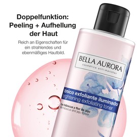 Bella Aurora, Illuminating Exfoliating Toner, Moisturising Toner, Anti-Darkness Toner - Moisturises, Cleanses and Revitalises the Skin (Toner 200 ml)