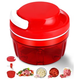 Onion Cutter, 300 ml Manual Onion Chopper, Vegetable Cutter Manual with Pulley, Multi-Chopper Shredder Meat Mixer for Vegetables, Fruits, Onions, Nuts, Garlic