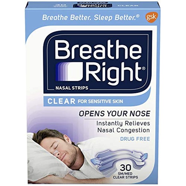 Breathe Right Nasal Strips, Small/Medium, Clear, 30 Count