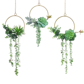 SWTHONY Artificial Succulent Wreath Set 3 Pieces Chin Color Geometric Garland Green Garland Wall Decor for Wedding Party Nursery Background