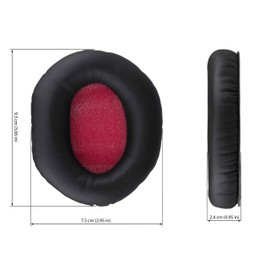 Xcessor Memory Foam Earpads for Over-The-Ear V-Moda Headphones. Black/Red