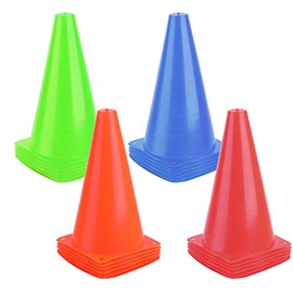 9 Inch Sports Cones, Basketball Cones, Traffic Training Cones, Agility Field Marker Cones for Soccer Football Drills Training, Outdoor Activity or Events - Set of 24, 4 Colors