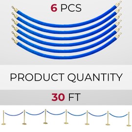 6PCS Black Velvet Rope 5FT — Stanchion Barrier Thick VIP Ropes for Events Crowd Control Elegant Safety Divider for Parties Weddings Red Carpet and Business Entrances