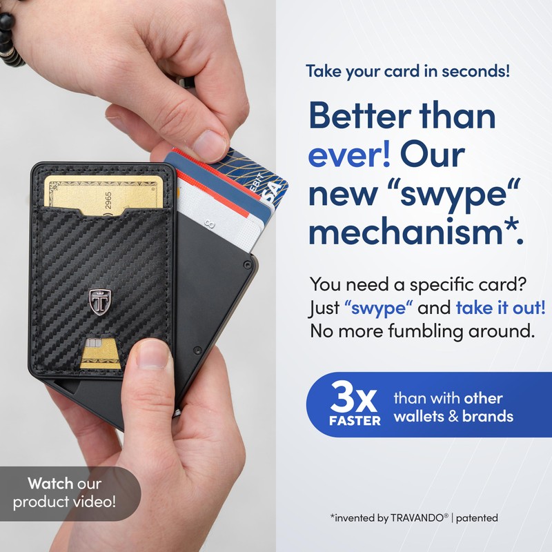 TRAVANDO Swype Slim Wallet for Men Metal RFID Blocking Mens
