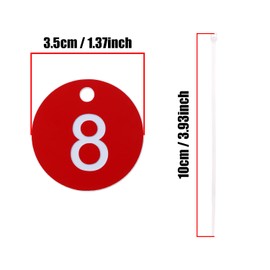 ONLYKXY Plastic Number Tag 1-50 Numbered Marking Identification Hang Tags Luggage Labels ID Tag with Rings for Organized Coded Key Box Cabinet Plant Coding Tag (Red)