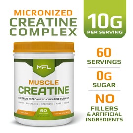 MFL Muscle Creatine | 3 Forms of Micronized Creatine | 10g | 0 Sugar | Sweetened with Stevia | All-Natural | 60 Servings (Natural)