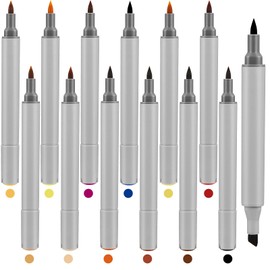 Teling 12 Packs Dual Tips Leather Dye Marker Pens Shoe Marker Leather Touch up Pen for Repair Scratches Shoe Surface, 12 Colors