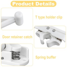 Static Caravan Door Retainer Catch Caravan Door Stops with Stainless Steel Springs Windproof T Type Holder Clip for Motorhome RV, Boat Locker, Secure Doors Stop for Campers
