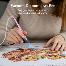 PP OPOUNT Diamond Art Pens, Wax-Free Diamond Art Accessories, Electric DiamondPainting Pen with 2 Storage Trays, Ergonomic Design diamond Painting Accessories, Precision & Comfort (Pink)