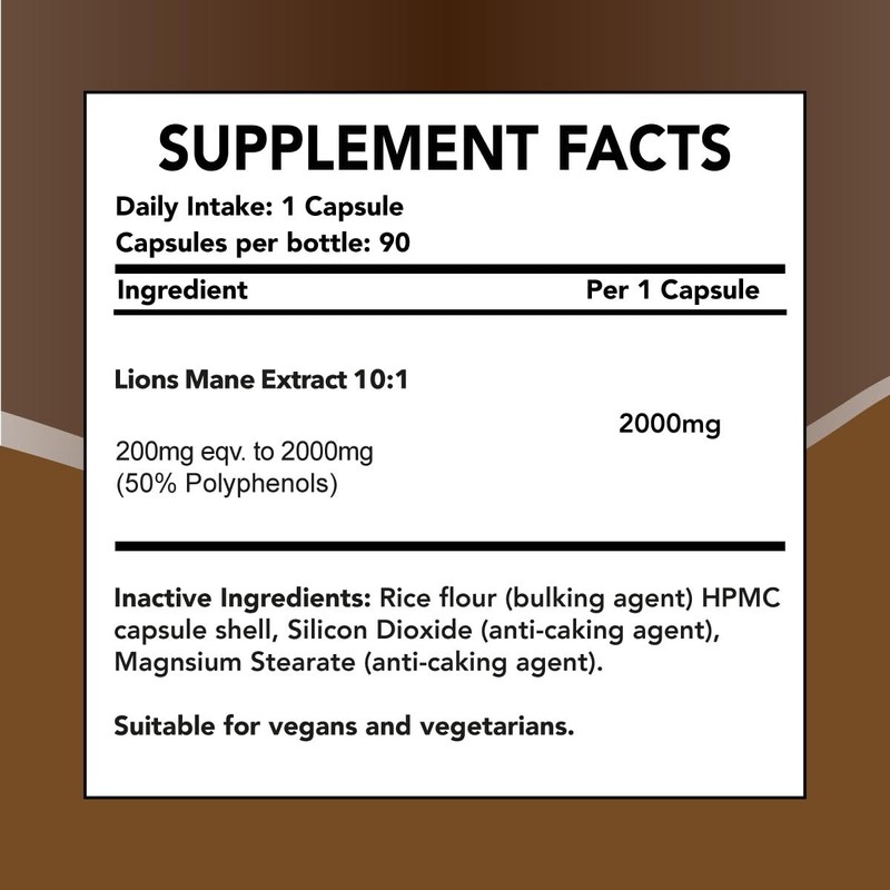 Lions Mane 2000mg (50% polyphenols)