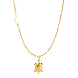 Dainty Initial Necklace for Women Gold Shell Turtle Necklace Letter ChainNecklace Cute Birthday Jewelry Gifts (gold turtle, L)
