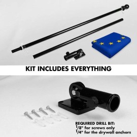 UD_G128 Combo Pack: 6 Ft Tangle Free Spinning Flagpole (Black) & European Union Flag 3x5 Ft Printed 150D Polyester, Brass Gromme