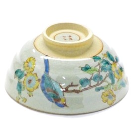 Kutani Ware Rice Bowl, Small Gold Threaded Plum and Bird