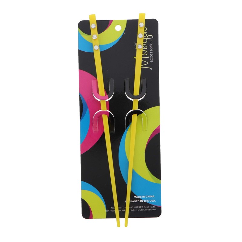 Set of 2 Hair Sticks with 3 Diamonds Chopsticks -