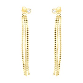 SOFIA MILANI - Women's Earrings 925 Silver - Gold Plated & with Zirconia Stones - Ball Chain Dangle Earring - E2777