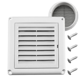Funmit 4" Louvered Vent Cover Stops Birds Nesting for Outside Dryer Exhaust Air Vent Cover with 4 Screws for Easy Installation (White)