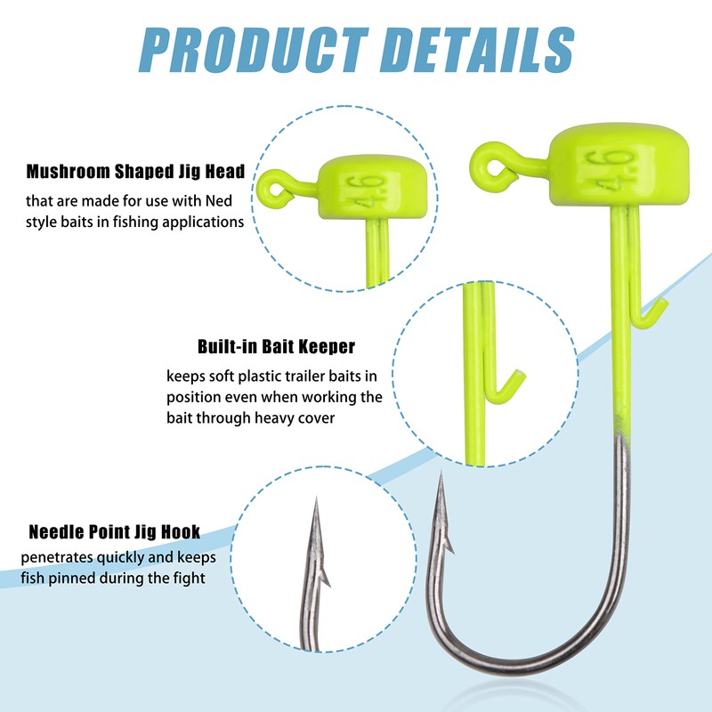 Ned Rig Fishing Jig Heads Baits Kit Crappie Jig Hooks