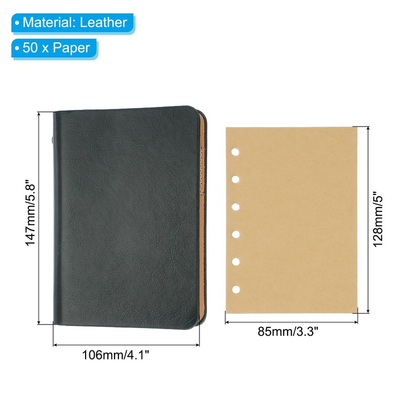 PATIKIL 6 Ring Binder Cover, 1 Pack A7 Kraft Leather