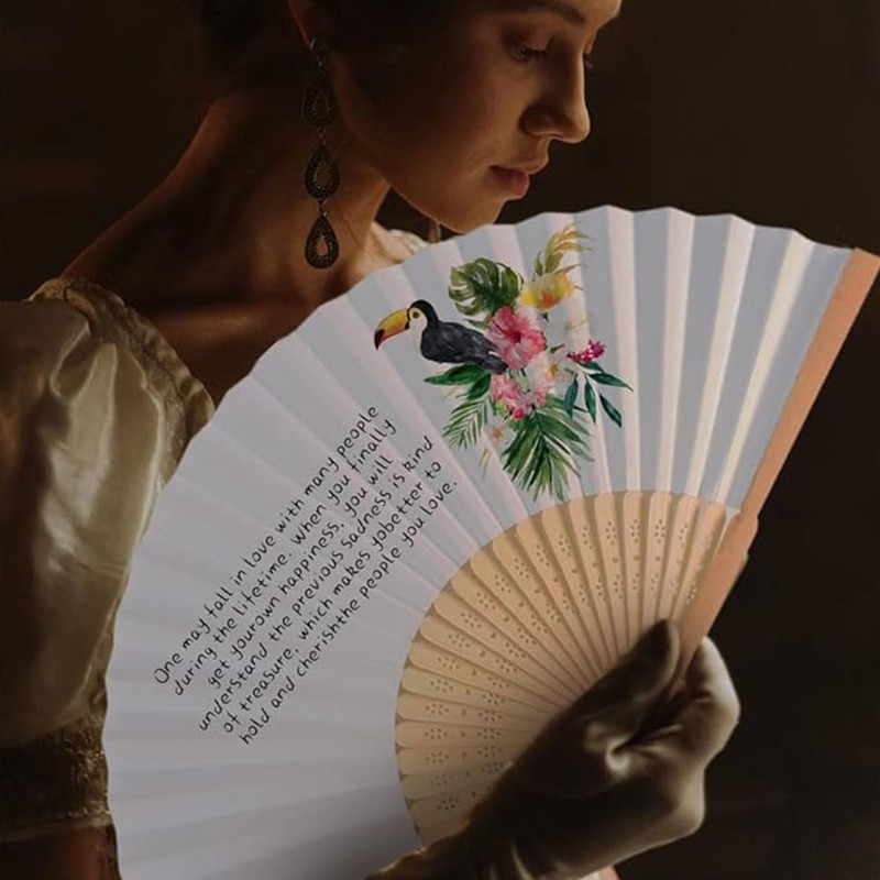 10 Pcs Handheld Foldable Bamboo Fans, Eastern Style Handheld Fan