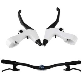 MAGT Bicycle Brake Levers Aluminum Alloy 1 Pair Mountain Bike Brake Levers Handlebar White/Black 22mm