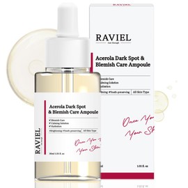 RAVIEL Acerola Dark Spot & Blemish Care Ampoule – Vitamin C Serum for Dark Spots, Uneven Tone, Dull Skin & Skin Clarity, Korean Skincare, 30ml 1.01 fl oz