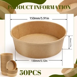 Disposable Soup Bowls Pack of 50 Disposable Bowls 500 ml Paper Bowls Soup Bowl Disposable Paper Bowls Disposable Tableware Perfect for Parties and Picnics Diameter 150 x 45 mm