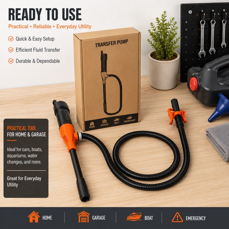Battery-Powered Fuel Transfer Pump with Hose – Portable Electric Siphon