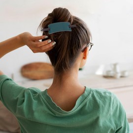 NICENEEDED 4 Pcs Leather Hair Barrette with Stick, Solid Color Hair Slider Pin, Ponytail Holders Hair Platters Ponytail Hairpin Accessories Stylish Bun Cages French Hair Clips Hair Sticks for Women