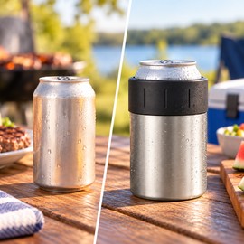 Stainless Steel Insulated Can Cooler – Double Wall Vacuum Beverage Holder for Beer, Soda and Cold Drinks