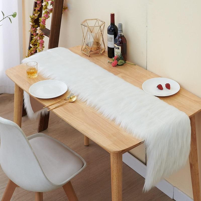 Topspitgo Faux Fur Modern Table Runner - 30 x 120