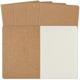 ZCZN 5 Pack A5 Kraft Notebooks Bulk, 8.15x5.5 Inches Graph Paper Journaling Notebooks, Notebooks for Work, Composition Notebooks for School, Journal Notebooks for Office, 60 Pages