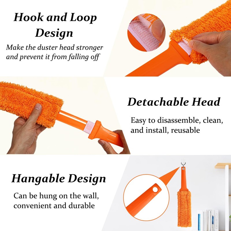 4 Pack 15 inch Reuseable Microfiber Feather Duster, Blind Duster,