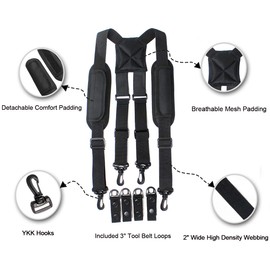 MELOTOUGH Police Suspender with Padded Shoulder Partial Elastic at Back loading more weight come with 4 pieces duty belt keeper