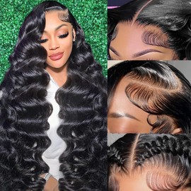 Body Wave Lace Front Wigs Human Hair Pre Plucked 28inch Hd Lace Frontal Wigs Human Hair 13x6 Body Wave Wig For Black Women 10A Glueless Wigs Black Wig 180 Density