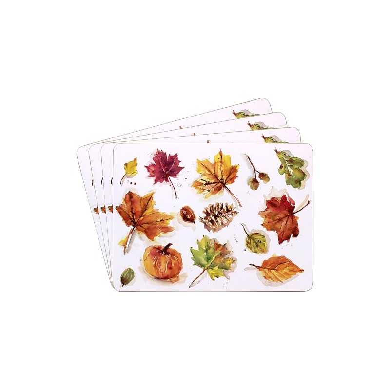 Set of 4 Place Mats - Autumn Leaves Design