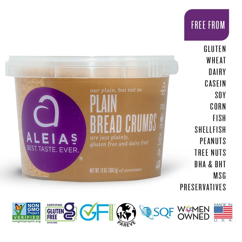 Aleia’s Gluten Free Plain Bread Crumbs – 13oz (1 Pack)