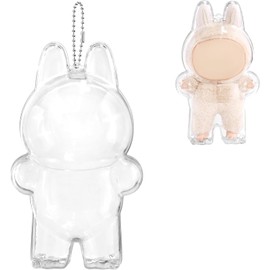 Clear Acrylic Protective Display Case for Standing Plush Figures – Dustproof Collectible Box with Hanging Chain, Scratch-Resistant, Perfect for Designer Toy Figures and Travel Display, Doll Cover