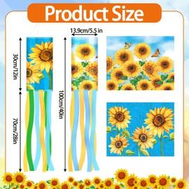 NOVWANG 2 Pieces Windsock Flag, 40 Inch Sunflower Butterfly Windsock Wind Socks for Outside Sunflower Wind Sock Summer Windsock for Home Garden Yard Balcony Decoration