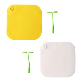 Shower Drain Cover with Bean Sprout Handle, Silicone Bathroom Floor Stopper 2 Pack, Bathtub Plug Hair Catcher, Reusable Flat Kitchen Sink Strainer