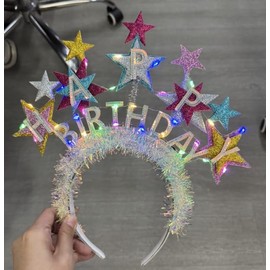 Handcess Leuchtender Haarreif für Geburtstag, Festival, LED-Stern, leuchtendes Kostüm, Haarreifen, Party-Rave, Haarschmuck für Frauen